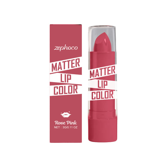Zephoco Matte Lip Color – Rose Pink | Smooth, Non-Flaky & Long-Wear Lipstick