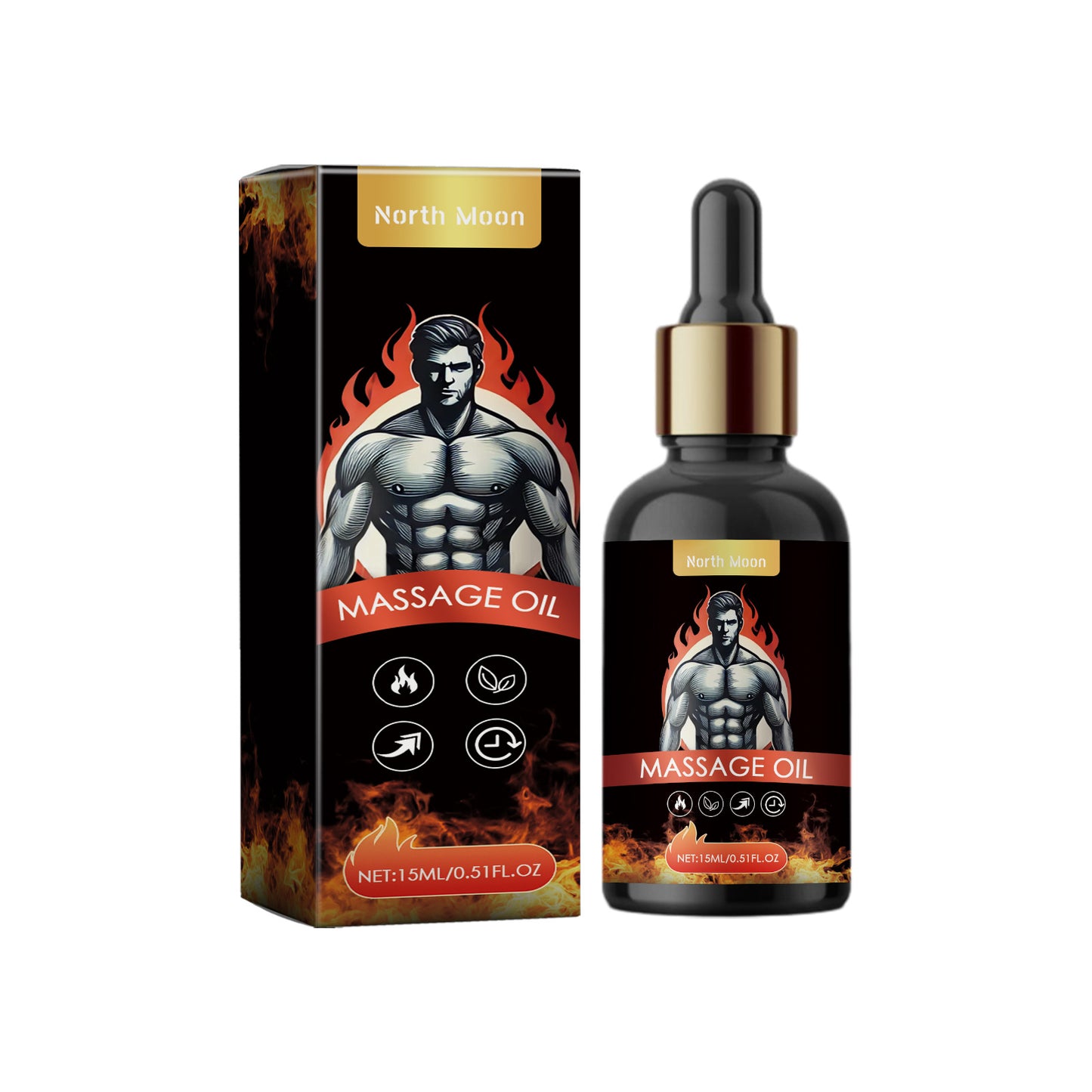 North Moon Men’s Massage Oil – Lightweight Hydrating Body Care Oil for Daily Use (15ml)