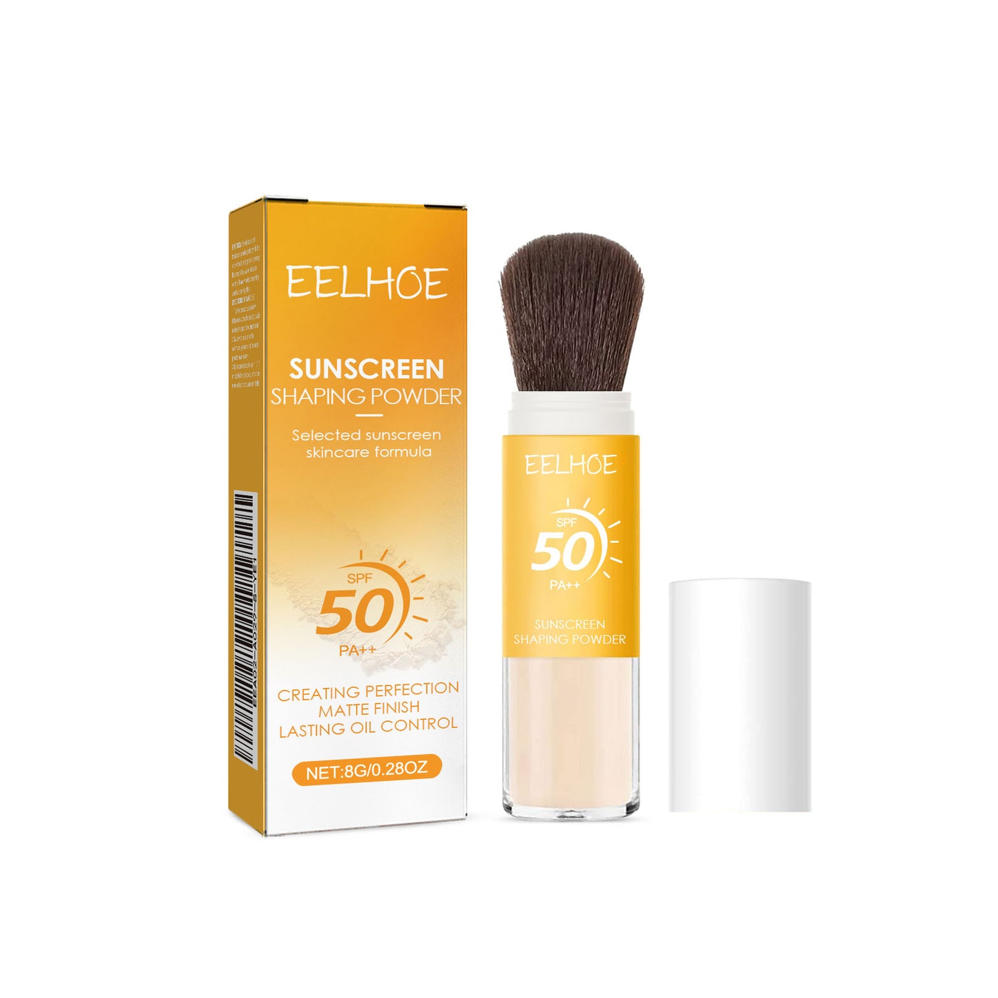 Brocha para polvos moldeadores con protección solar EELHOE SPF50 PA++: polvos fijadores mate con control de grasa