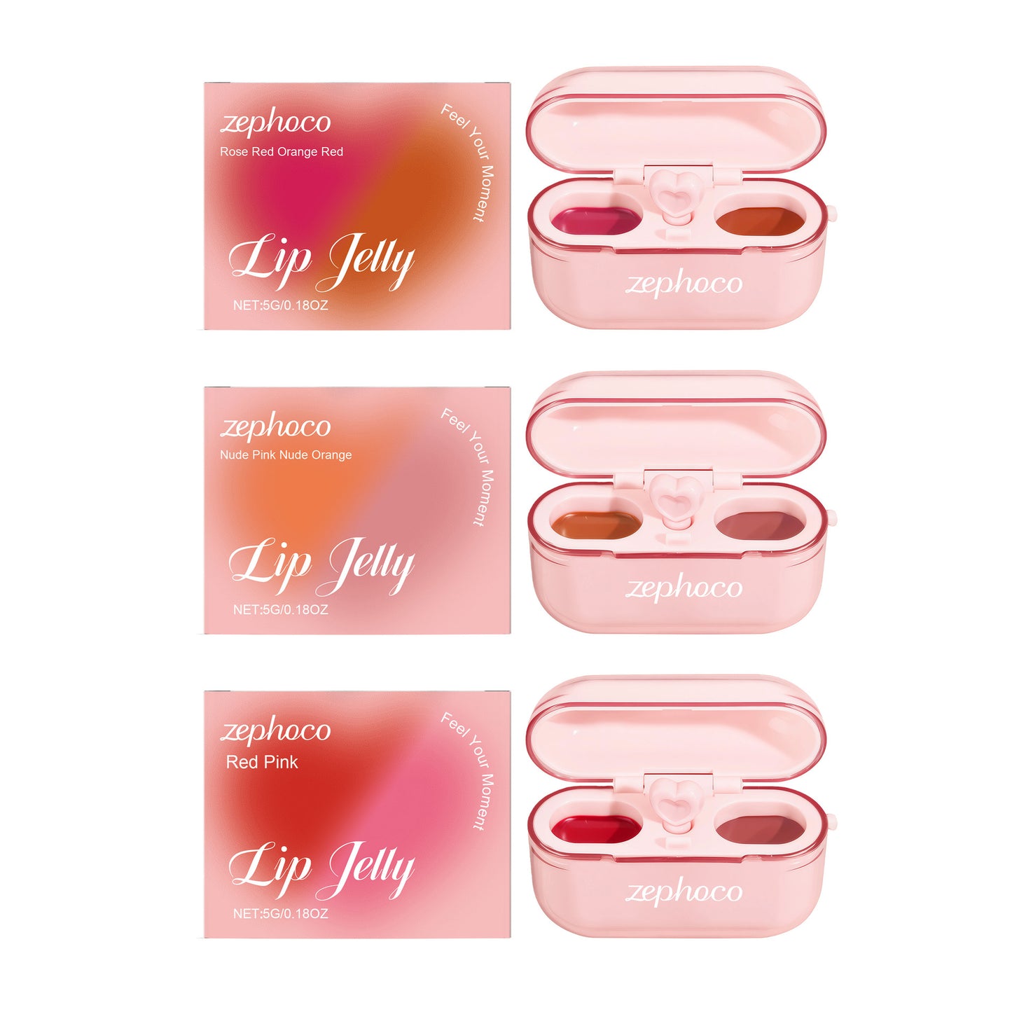 Zephoco Lip Jelly Duo Set – Rouge à lèvres fini brillant et mat