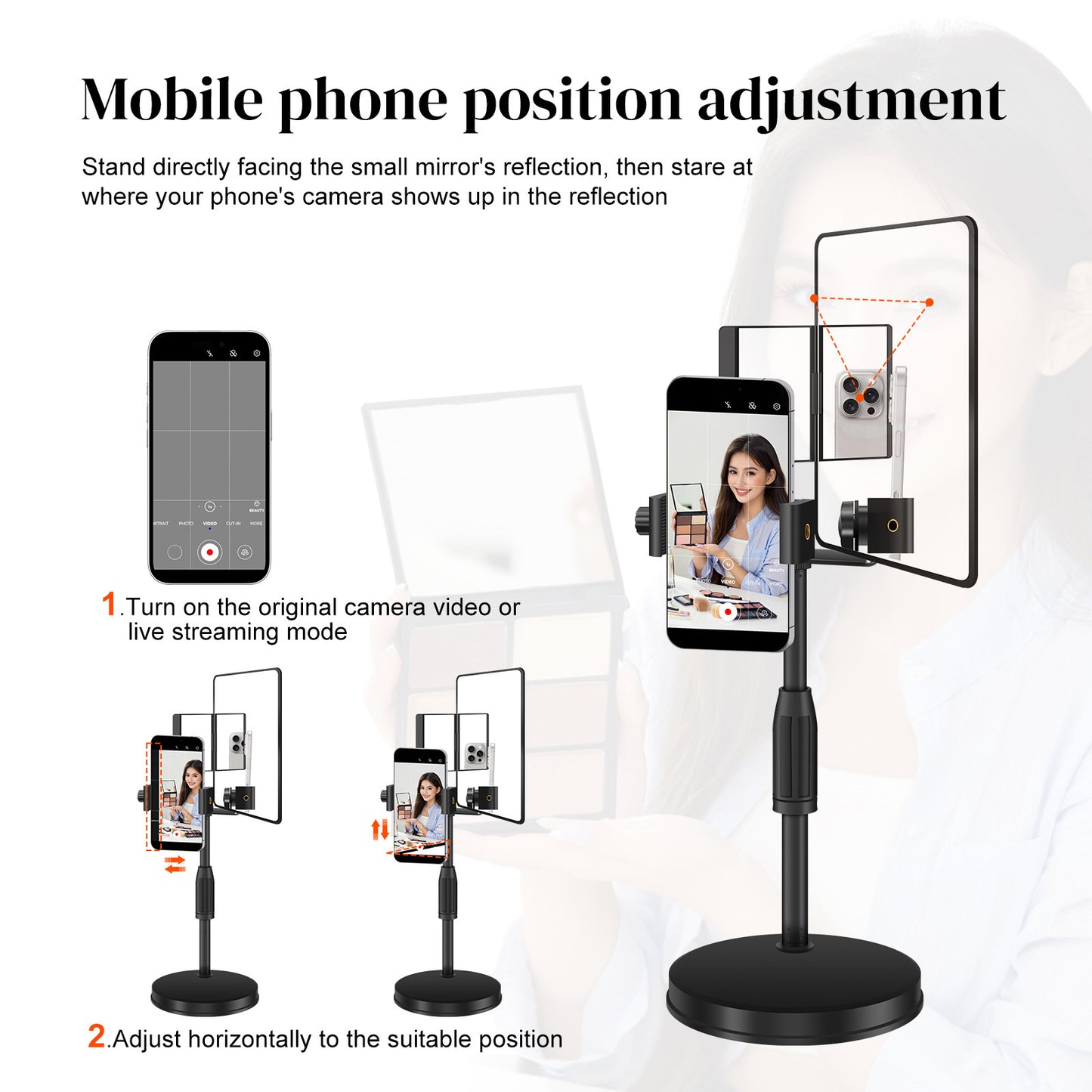 Magic Mirror Phone Stand – Adjustable Desktop Live Streaming & Filming Stand