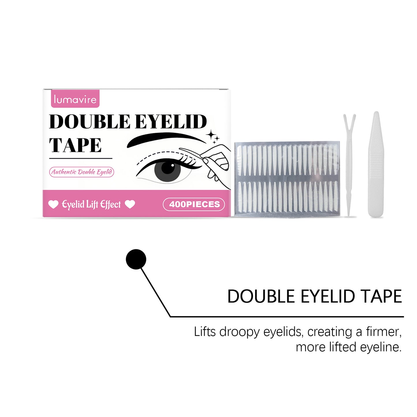 Cinta Lumavire para párpados dobles: invisible, duradera y respetuosa con la piel (400 unidades)