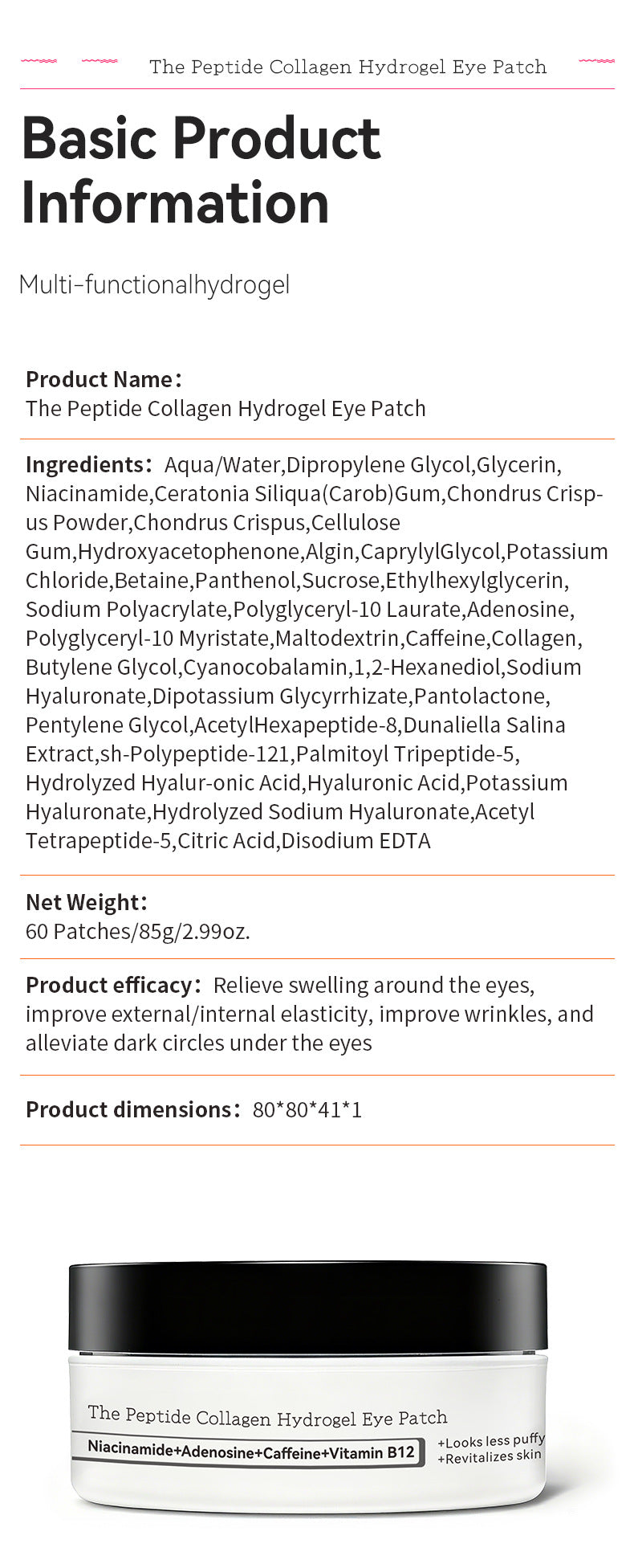 Parches de hidrogel de colágeno para ojos (60 unidades): hidratantes y refrescantes para el contorno de ojos