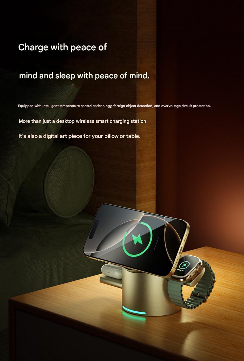 3-in-1 Magnetic Wireless Charger with Electric Pop-Up | Qi2 Compatible