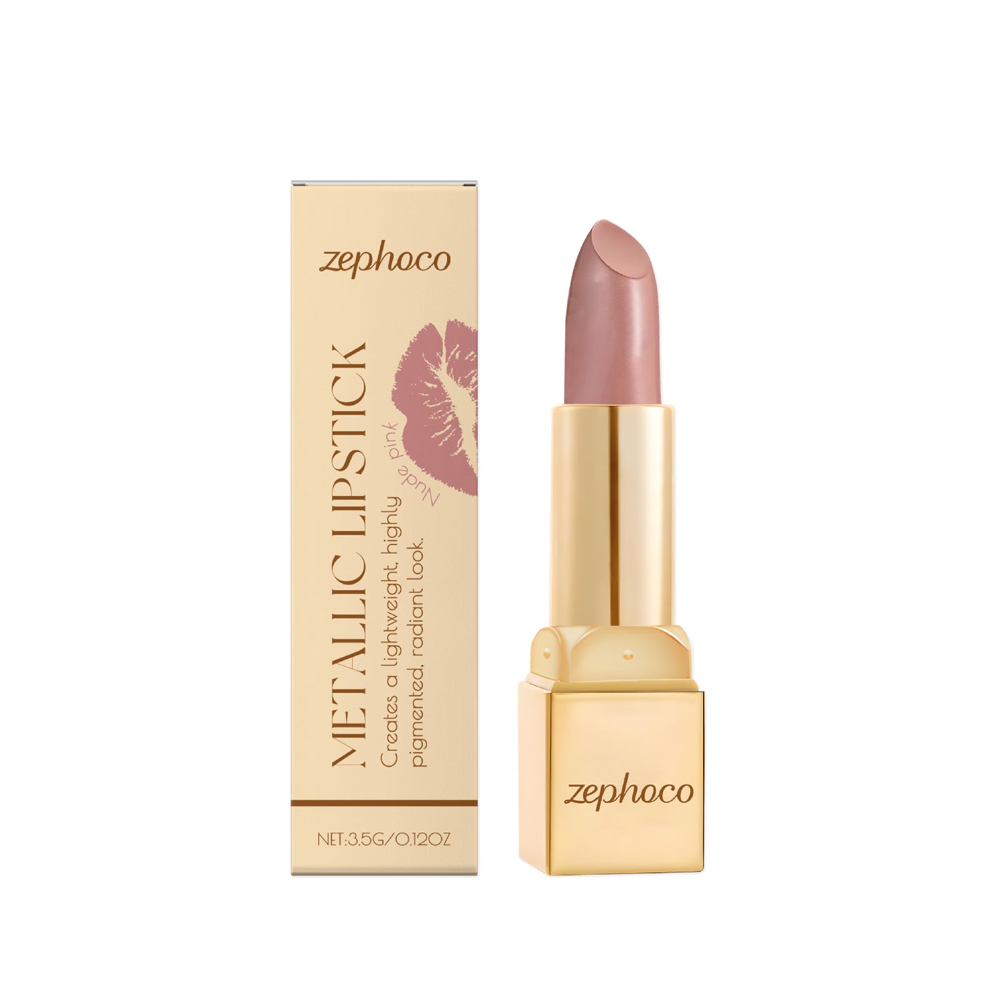 Zephoco Metallic Lipstick – Smooth Color & Radiant Finish (Multiple Shades)
