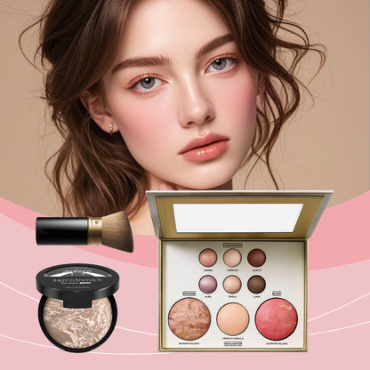 Palette de maquillage tout-en-un Zephoco – Fard à paupières, blush et highlighter avec pinceau pour une utilisation quotidienne et pour offrir