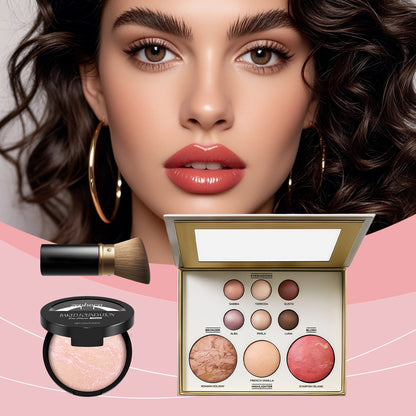 Palette de maquillage tout-en-un Zephoco – Fard à paupières, blush et highlighter avec pinceau pour une utilisation quotidienne et pour offrir