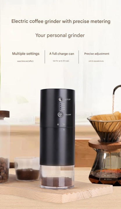 Molinillo de café eléctrico portátil: dosificación precisa y tamaño de molienda ajustable