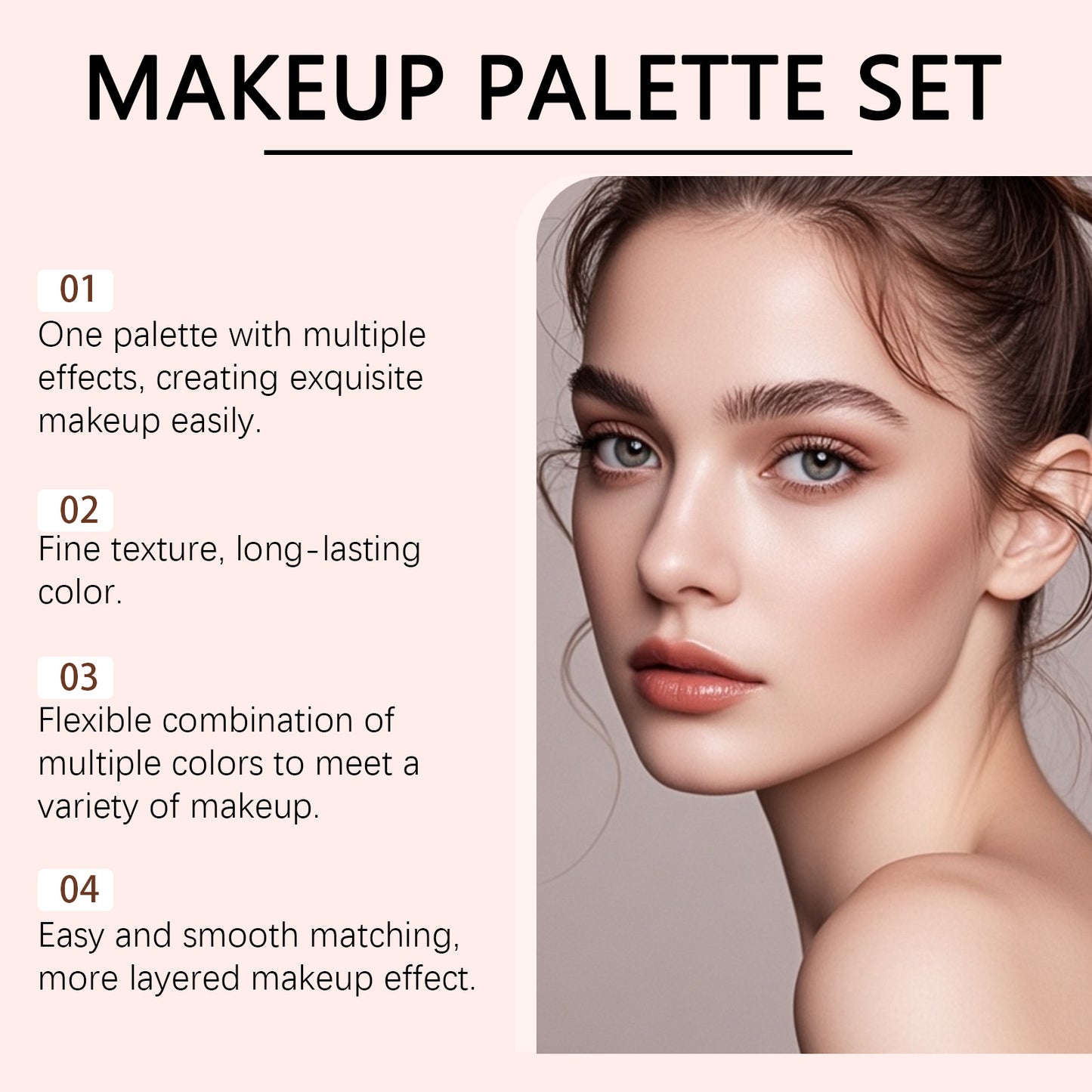 Palette de maquillage tout-en-un Zephoco – Fard à paupières, blush et highlighter avec pinceau pour une utilisation quotidienne et pour offrir