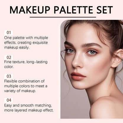 Palette de maquillage tout-en-un Zephoco – Fard à paupières, blush et highlighter avec pinceau pour une utilisation quotidienne et pour offrir