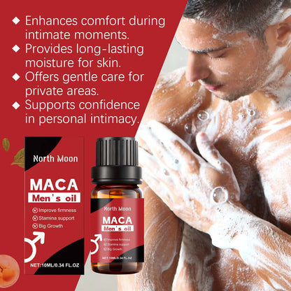 North Moon Maca Men’s Massage Oil – Lightweight Hydrating Intimate Care Oil • Fast Absorbing • Non-Greasy (10ml)