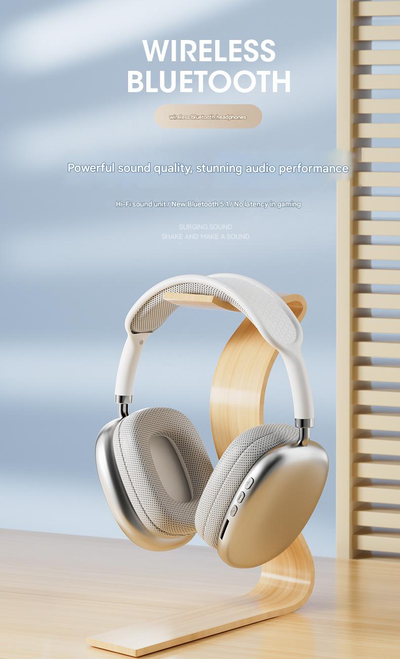 Auriculares inalámbricos Bluetooth supraaurales: graves profundos y sonido envolvente de 360° (compatibles con Apple P9)