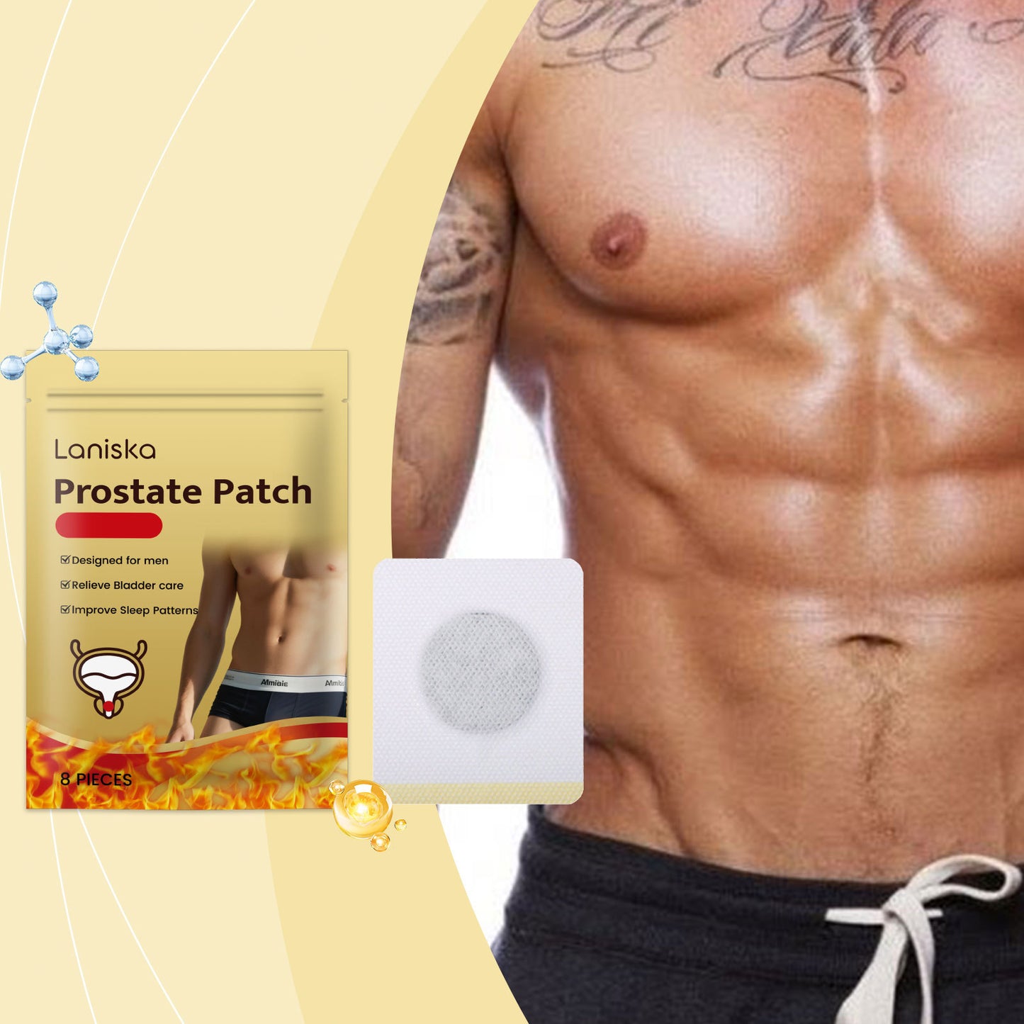 Patchs Laniska pour le soin de la prostate – Patchs chauffants doux pour le bien-être corporel et le confort quotidien (8 pièces)