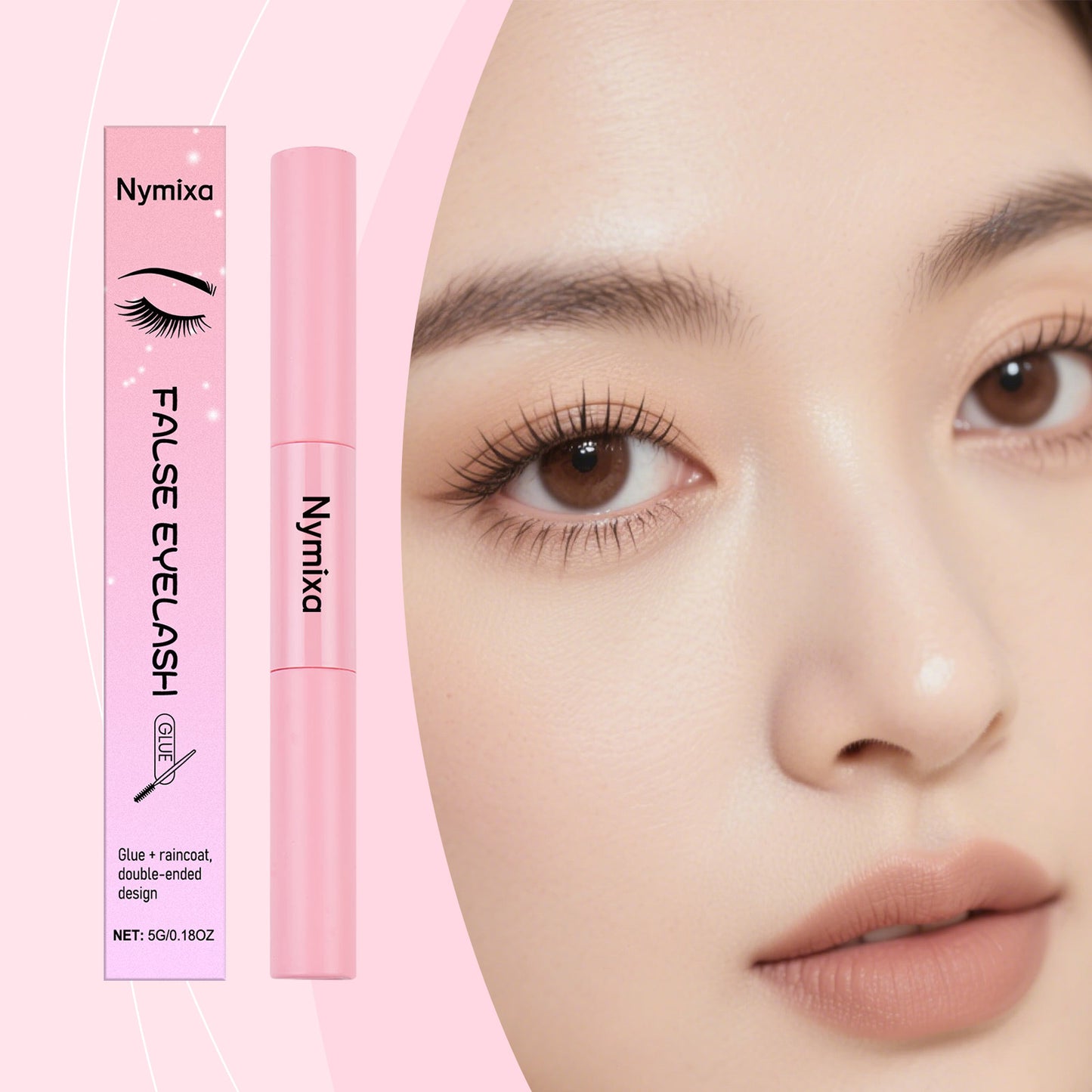 Stylo colle et fixateur double embout Nymixa pour faux cils – Colle longue tenue pour la pose de faux cils à faire soi-même