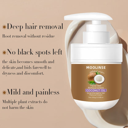 Coconut Oil Facial Hair Removal Cream – Gentle & Smooth Skin Care