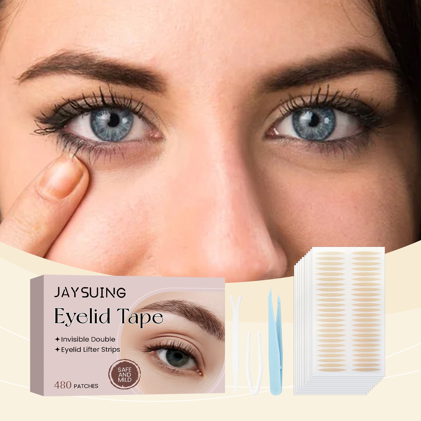 JAYSUING Invisible Eyelid Tape – Double Eyelid Lifter Strips (480pcs)
