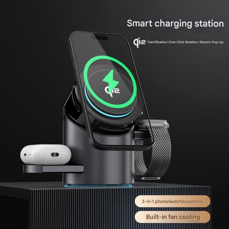 3-in-1 Magnetic Wireless Charger with Electric Pop-Up | Qi2 Compatible