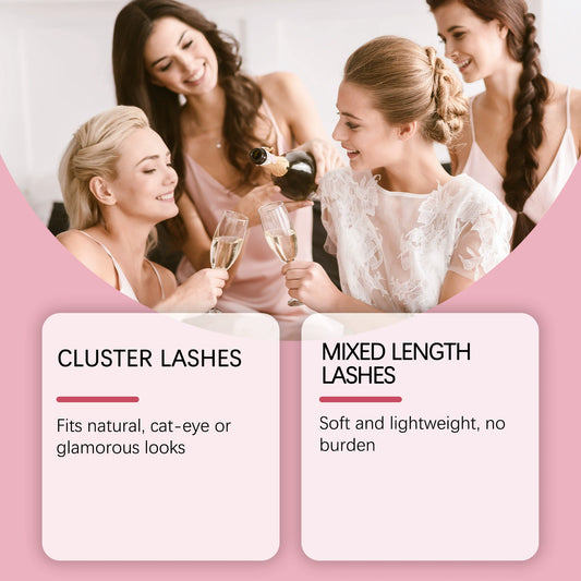 Kit de faux cils Nymixa Cluster Lashes – Extensions de cils naturelles ou glamour à faire soi-même (200 pièces)