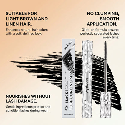 Mascara recourbant en tube Zephoco (Noir/Brun) – Formule waterproof allongeante et nourrissante pour les cils