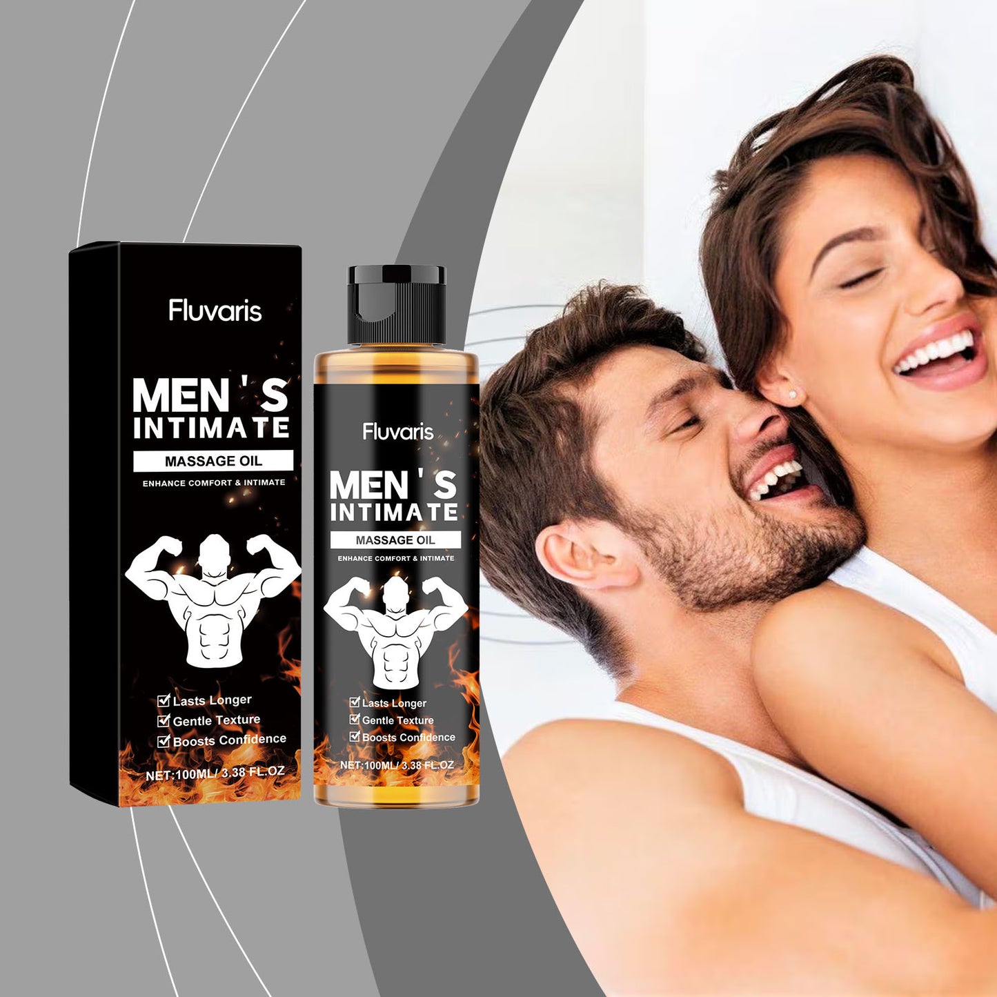 Fluvaris Men’s Intimate Massage Oil – Lightweight Hydrating Body Care Oil (100ml)