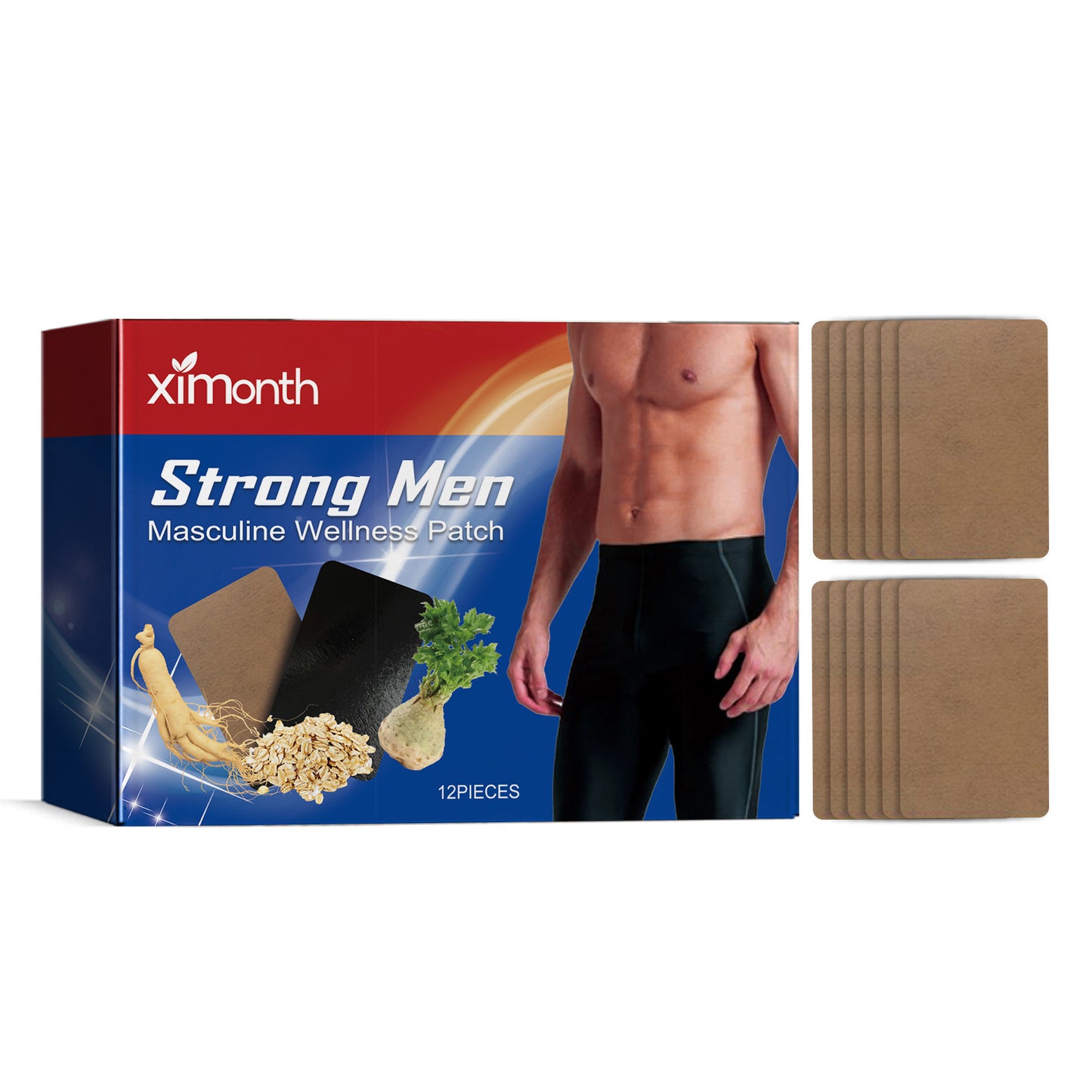Ximonth Strong Men Wellness Patch – Herbal Comfort Support • Daily Body Care • Gentle Personal Wellness (12 Patches)
