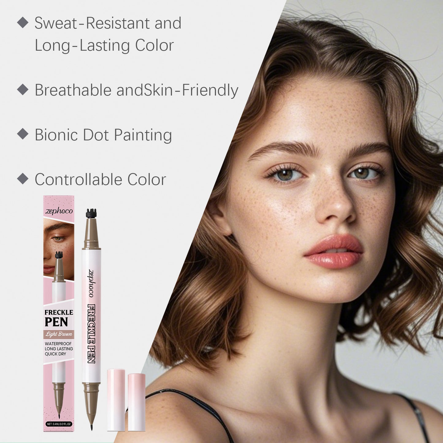 Zephoco Freckle Makeup Pen – Natural-Looking Waterproof Long-Lasting Freckle Effect for Face