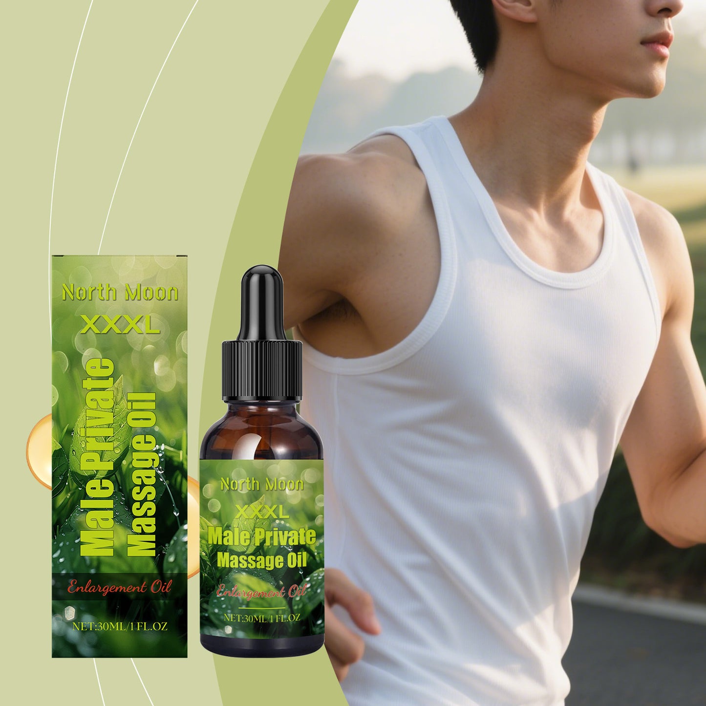 North Moon Men’s Massage Oil – Lightweight Hydrating Body Care Oil for Daily Use (30ml)