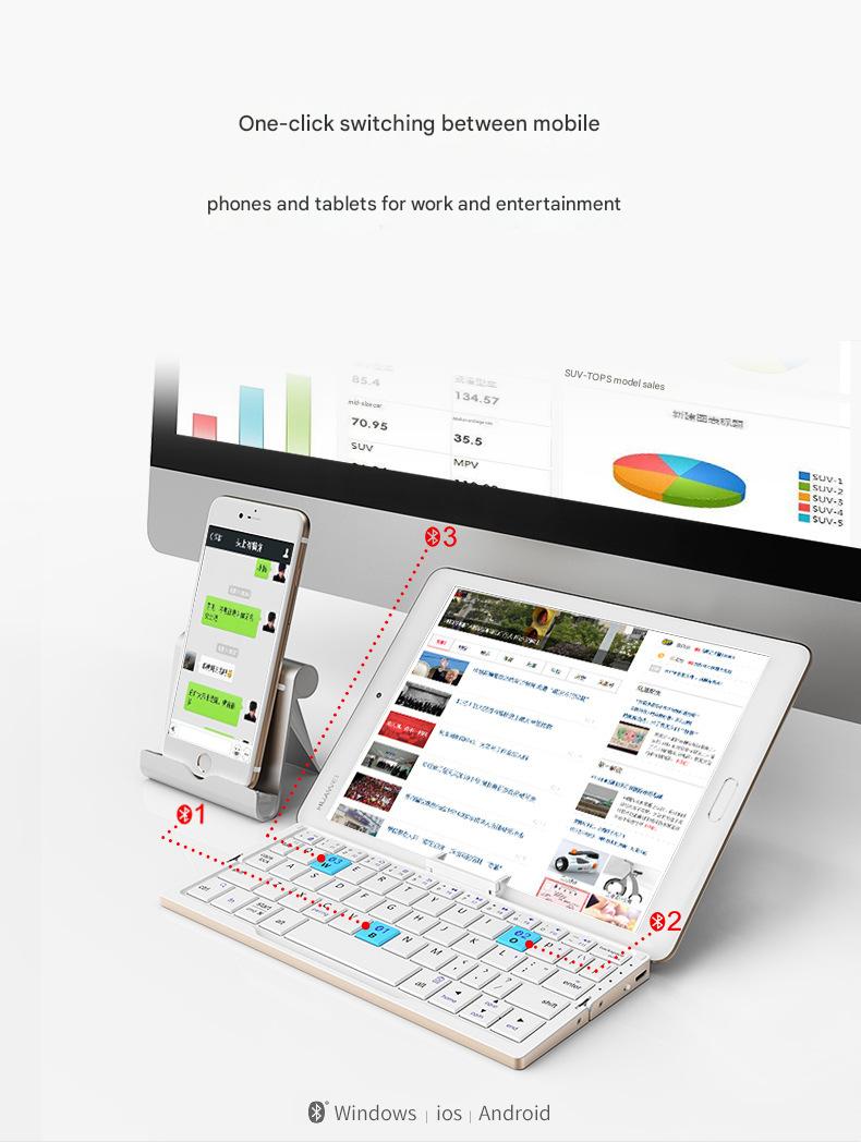 BOW Foldable Bluetooth Keyboard – Portable Keyboard for Tablets & Smartphones