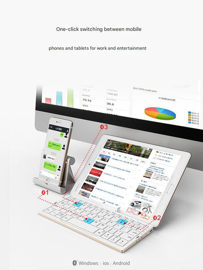 BOW Foldable Bluetooth Keyboard – Portable Keyboard for Tablets & Smartphones