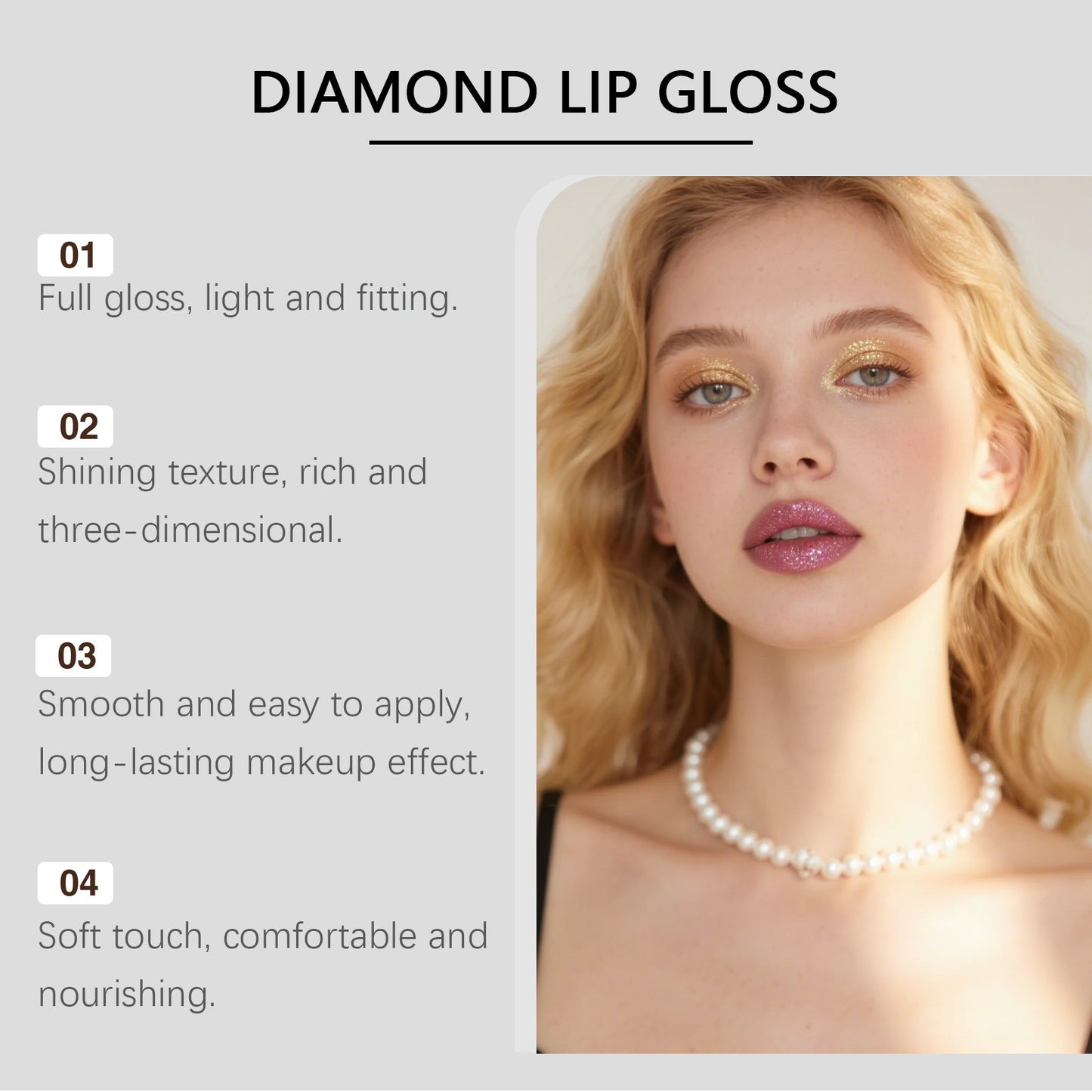 Zephoco Diamond Lip Gloss – Shimmer Finish Moisturizing Lipstick