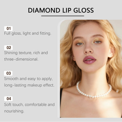 Zephoco Diamond Lip Gloss – Shimmer Finish Moisturizing Lipstick