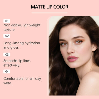 Zephoco Matte Lip Color – Rose Pink | Smooth, Non-Flaky & Long-Wear Lipstick