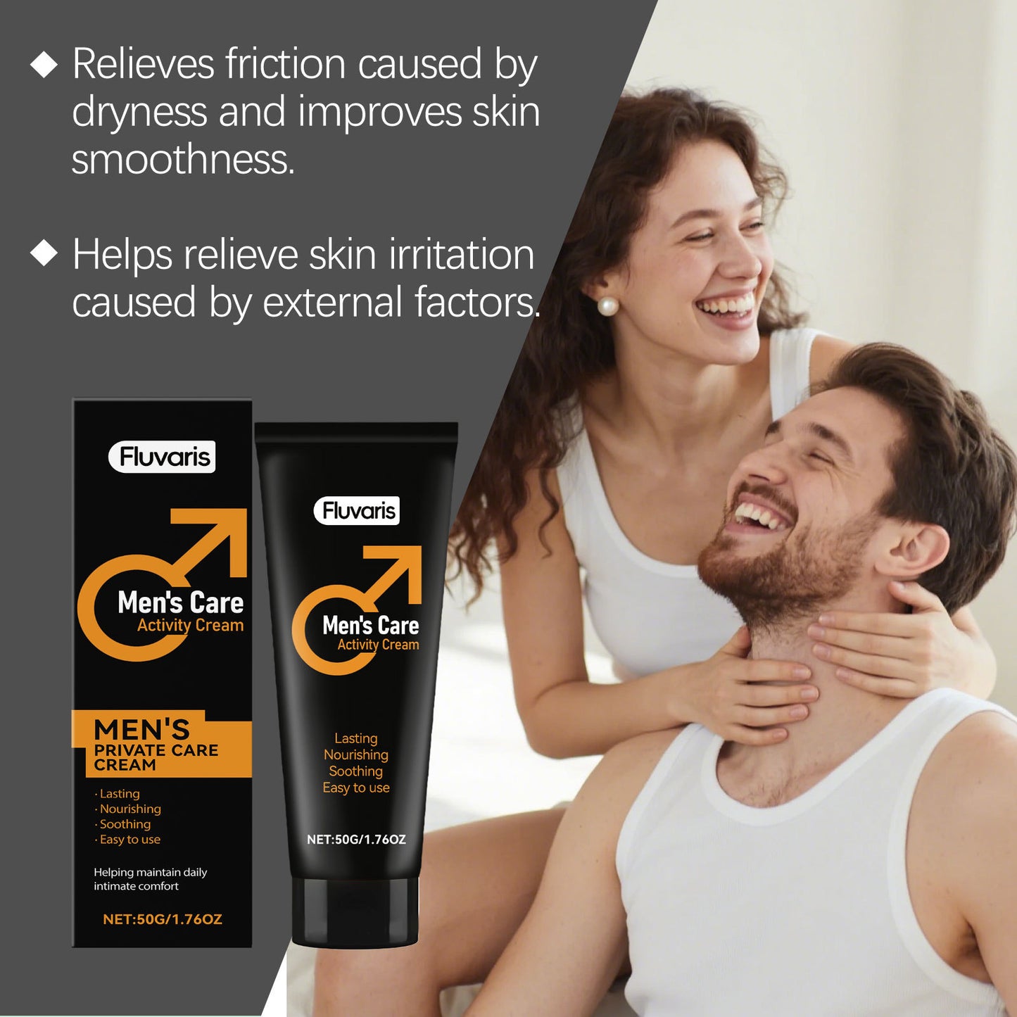 Fluvaris Mens Intimate Care Cream Lightweight Hydrating Body Care 50g