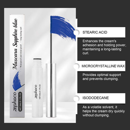 Máscara de pestañas Zephoco: fórmula resistente al agua, suave y sin grumos