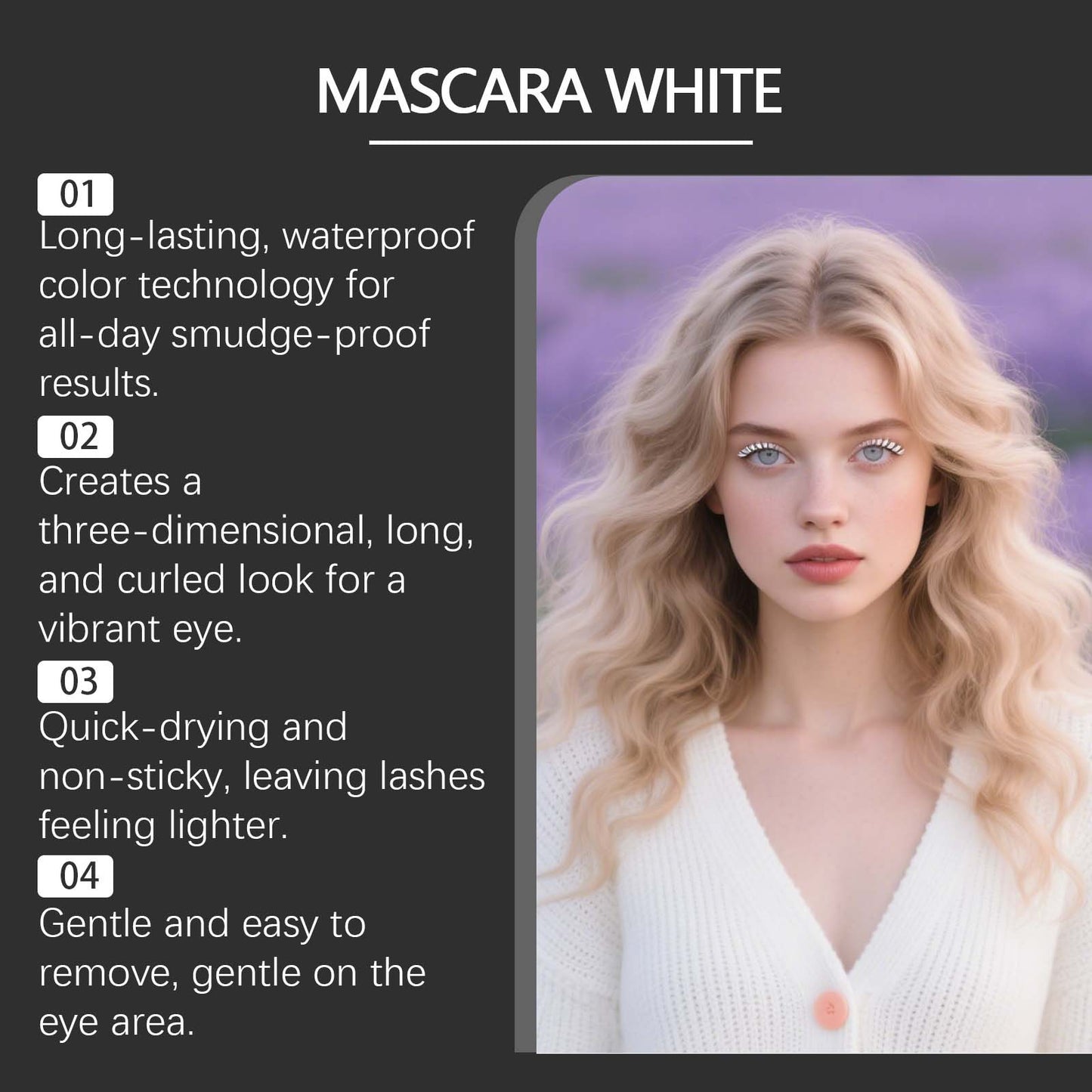 Máscara de pestañas Zephoco: fórmula resistente al agua, suave y sin grumos