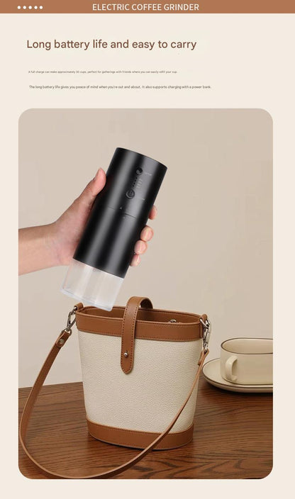 Molinillo de café eléctrico portátil: dosificación precisa y tamaño de molienda ajustable