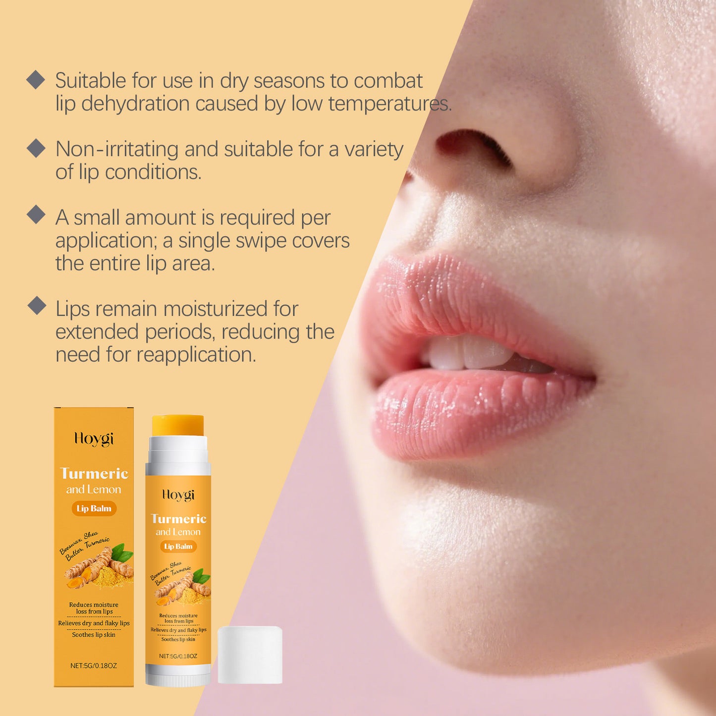 Hoygi Turmeric & Lemon Lip Balm – Smooth, Lightweight & Daily Moisturizing (5g)