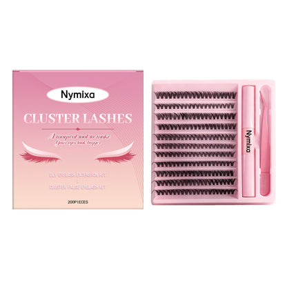 Kit de pestañas Nymixa Cluster: extensiones de pestañas naturales o glamurosas (200 unidades)
