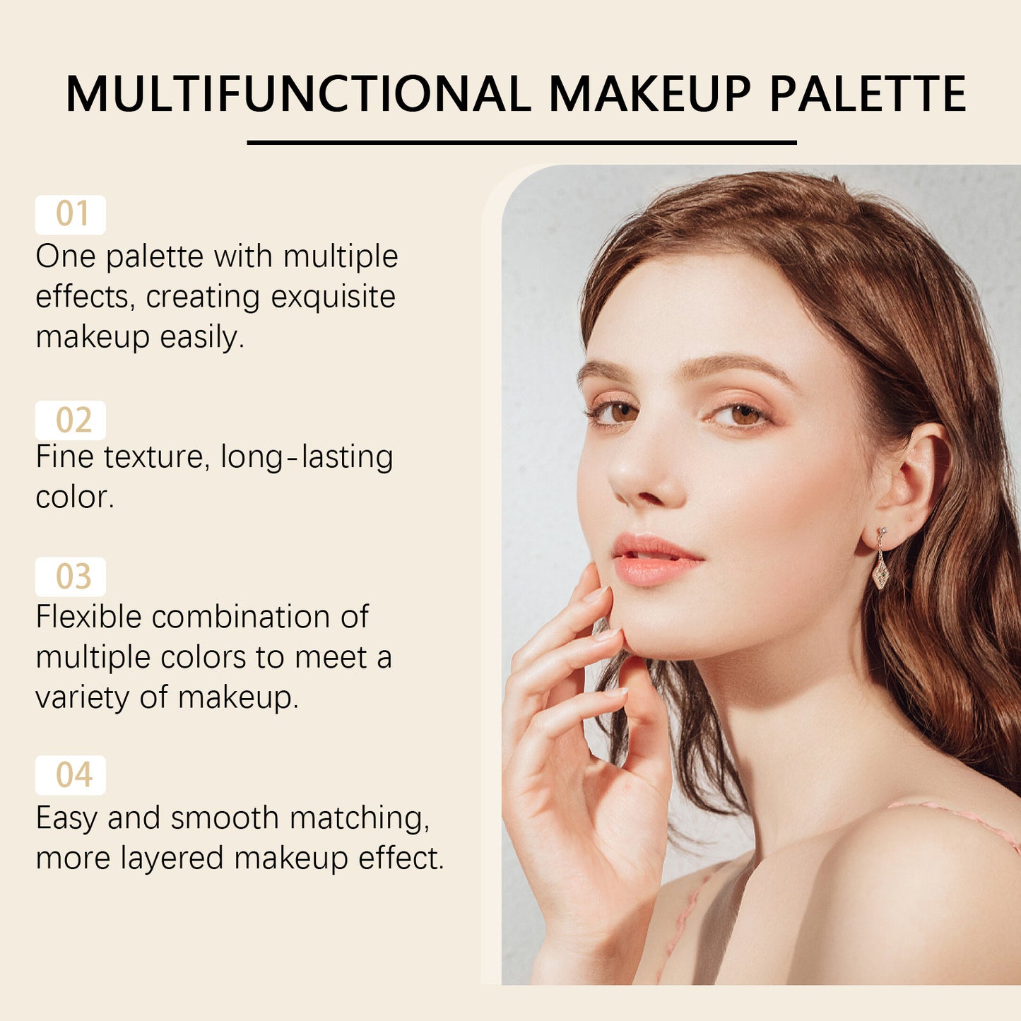 Multifunctional Makeup Palette – Eyeshadow, Bronzer, Highlighter & Blush in One