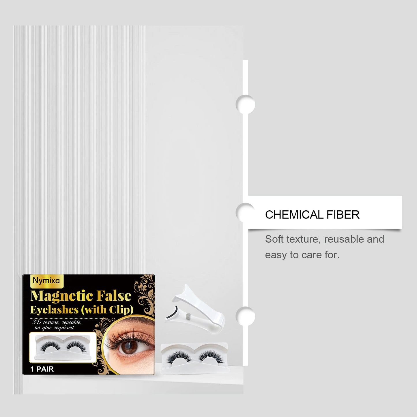 Nymixa Magnetic False Eyelashes with Clip – Reusable No-Glue Lash Set