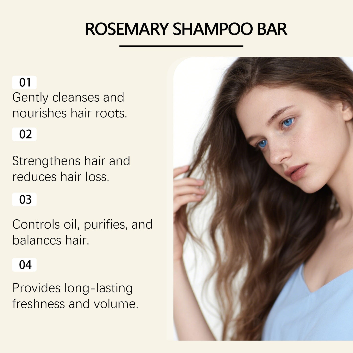 Champú de romero Hoegoa: para un cabello más grueso y saludable (60 g)