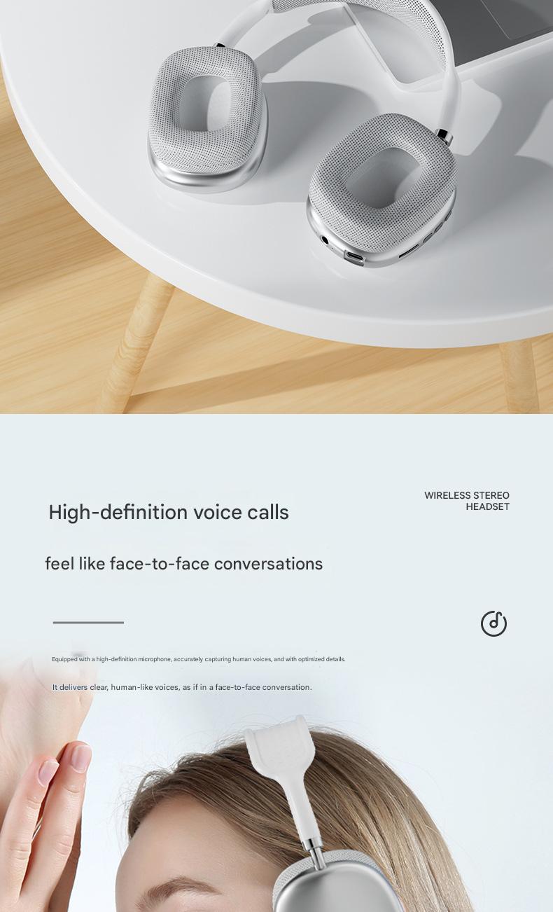 Auriculares inalámbricos Bluetooth supraaurales: graves profundos y sonido envolvente de 360° (compatibles con Apple P9)