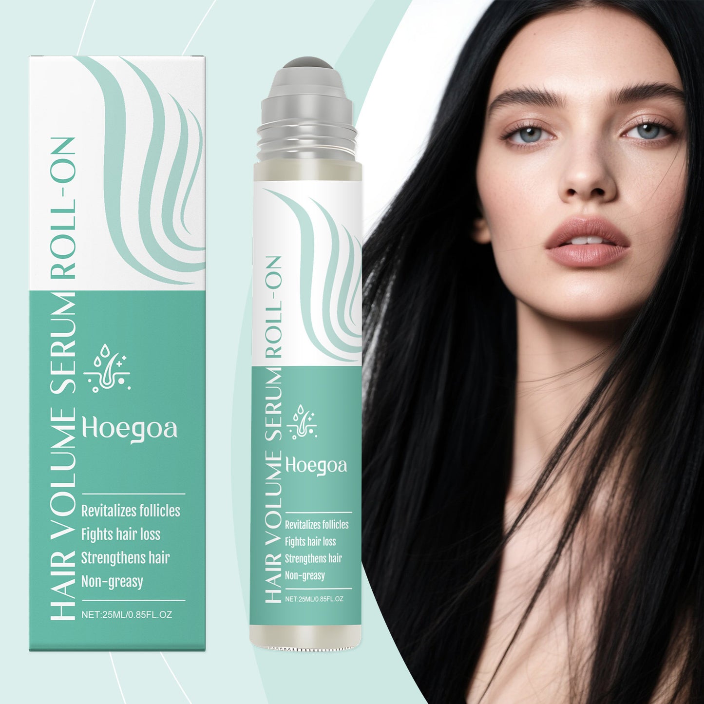 Sérum roll-on Hoegoa Hair Volume: hidratación ligera y cuidado diario del cuero cabelludo (28 ml)