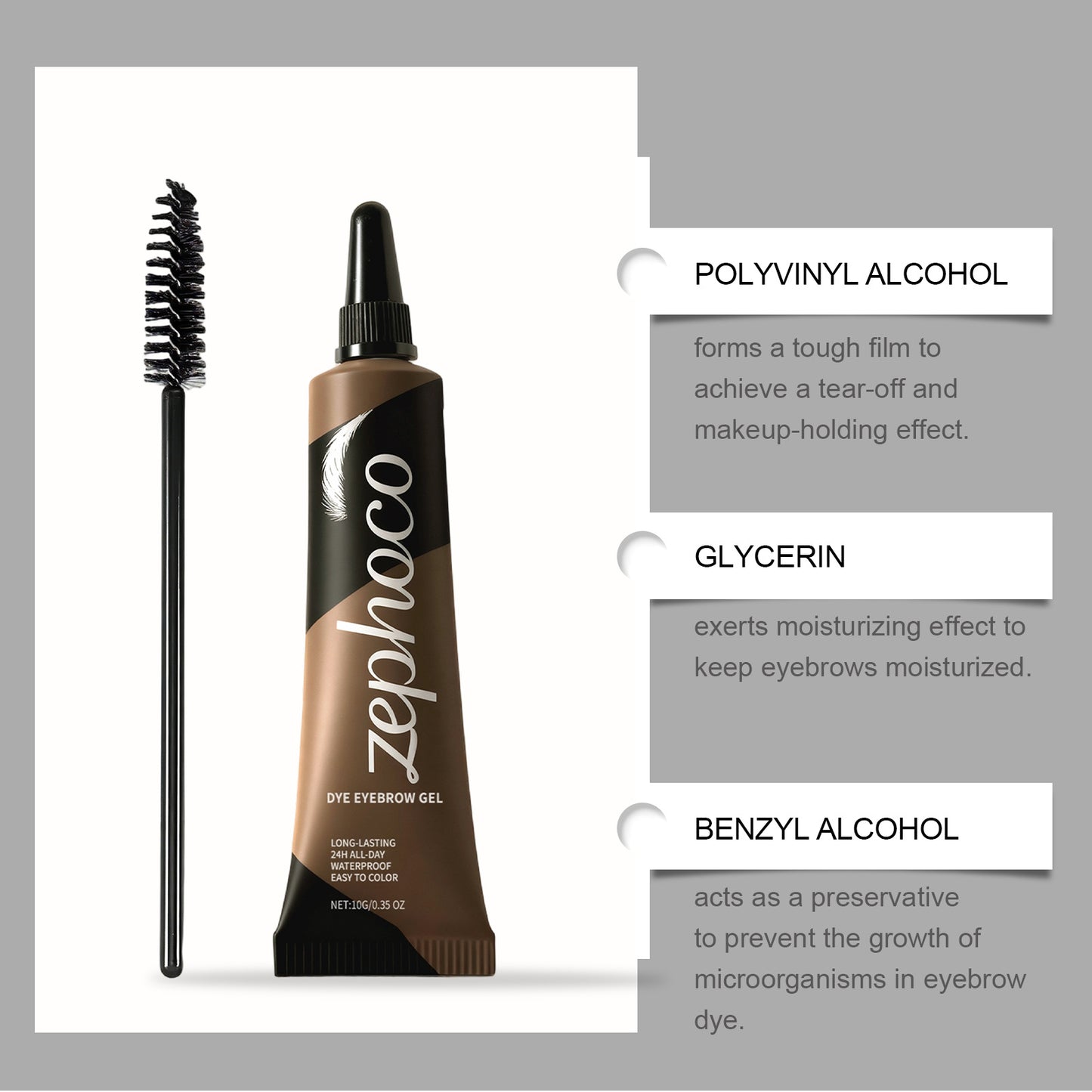 Zephoco Long-Lasting Dye Eyebrow Gel – Natural Shaping & Smudge-Resistant Brow Formula