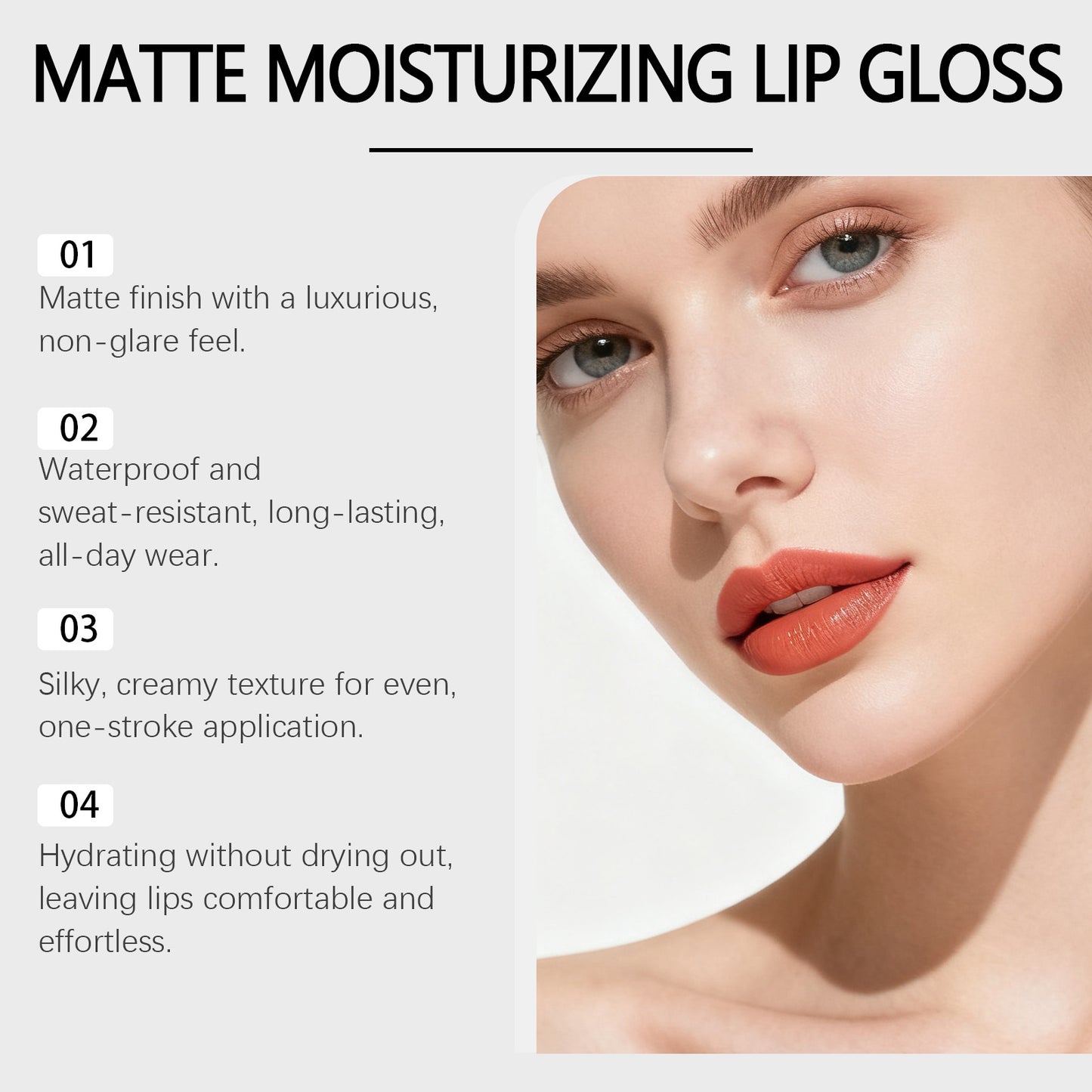 Zephoco Matte Moisturizing Lip Gloss – Soft Matte Lip Color with Precision Brush