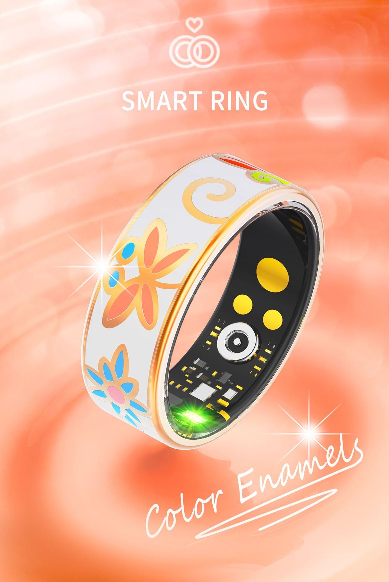 R18 Smart Health Ring for Women – Enamel Design, Wellness & Activity Tracking