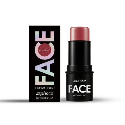 Blush crème visage Zephoco en stick – Blush soyeux rose pour un éclat naturel