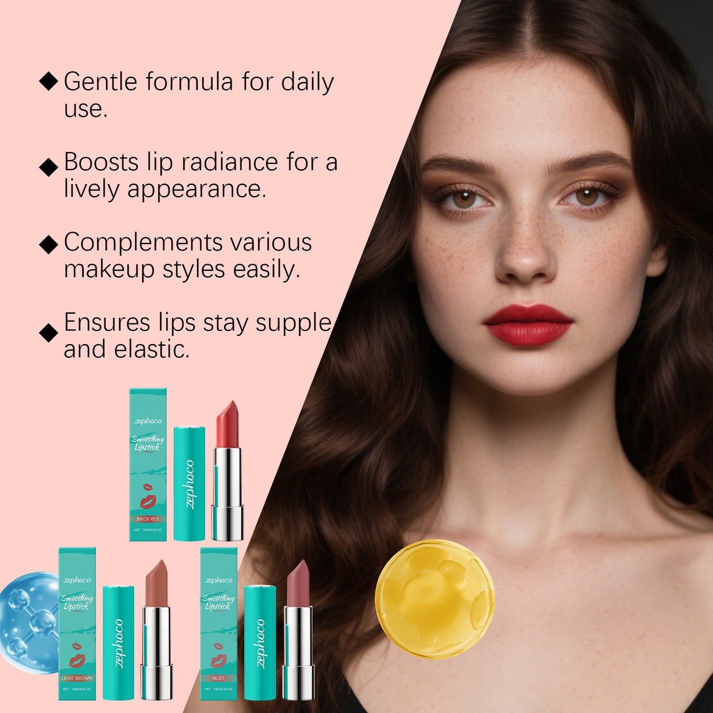 Zephoco Smoothing Lipstick – Glossy Finish & Comfortable Wear