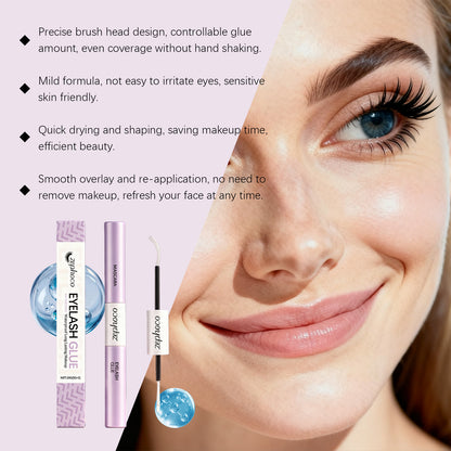 Colle et fixateur 2 en 1 pour faux cils Zephoco – Tenue longue durée, fini transparent, sans résidus