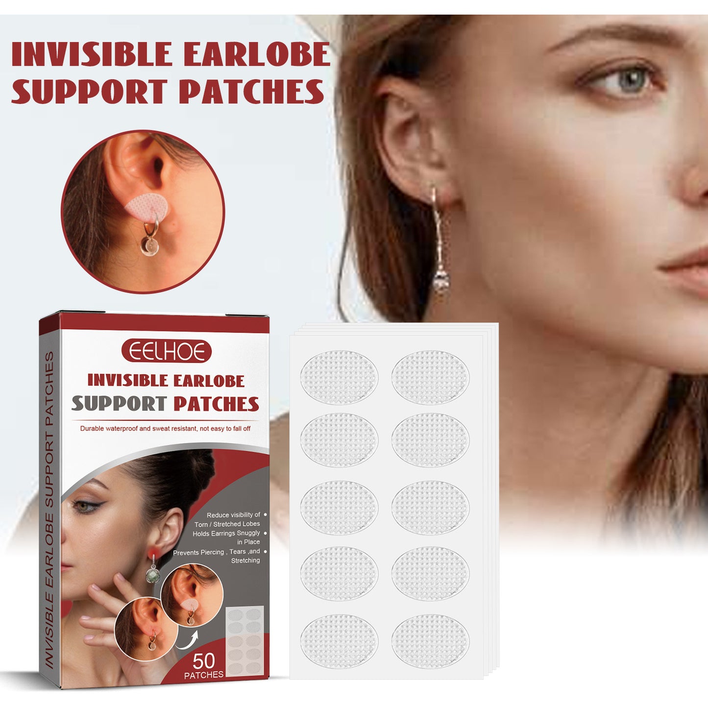 EELHOE Invisible Earlobe Support Patches – Lightweight Earring Support Pads